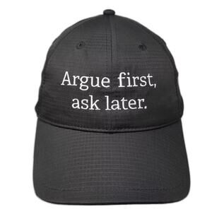 CapAmerica Baseball Cap Black White OS Argue First Ask Later Hat Embroidered